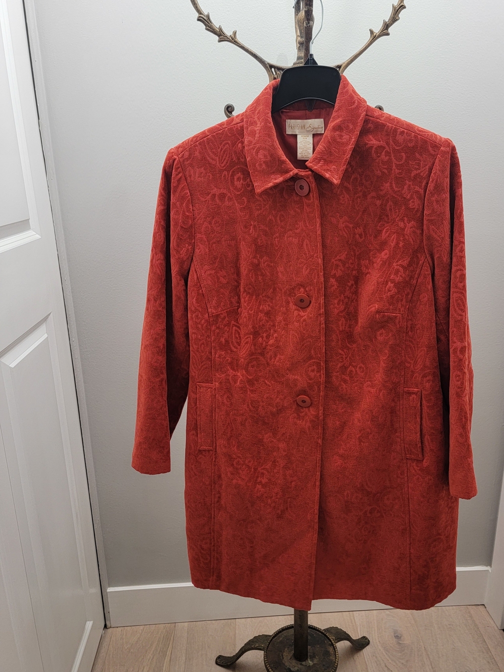 PARISIAN Burnt Orange Jacquard Trench Coat